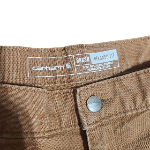 Carhartt Pants Mens 38x30 Brown Double Knee Canvas Carpenter Rugged Flex 103334 - Picture 13 of 14